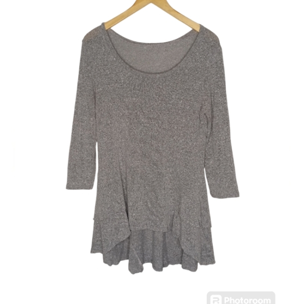 Women's High Low Scoop Neck 3/4 Sleeve Tunic Top